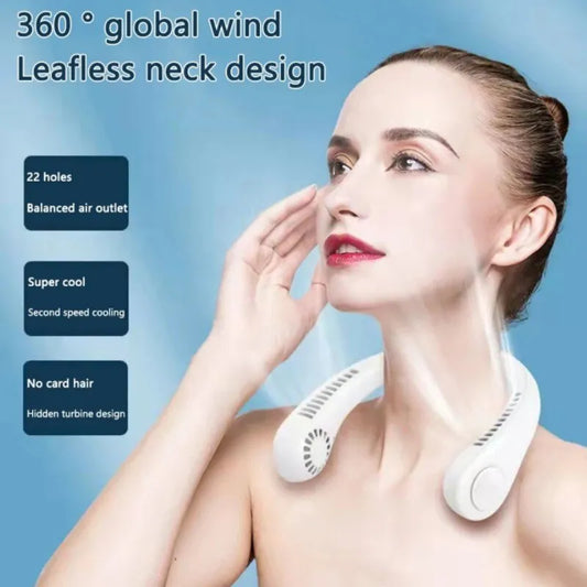 Bladeless Neck Fan – 360° Airflow, USB Rechargeable