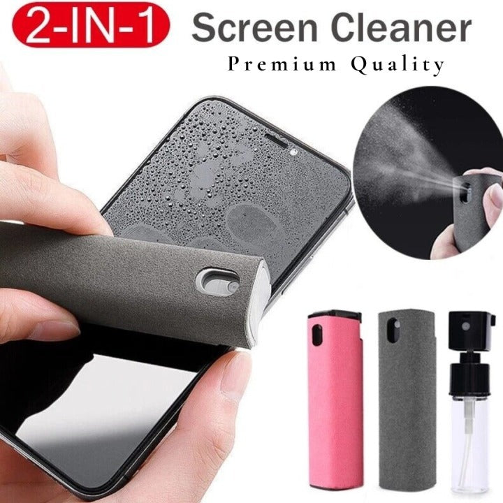 Premium 2-in-1 Screen Cleaner Spray & Microfiber Wipe (For Mobile, Laptop & Tablet)