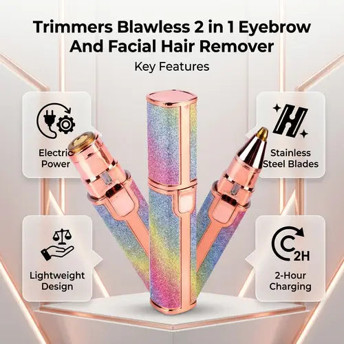 2-in-1 Rechargeable Eyebrow Trimmer & Painless Facial Hair Remover