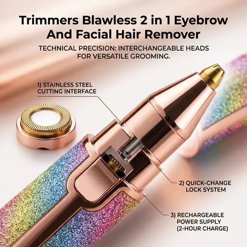 2-in-1 Rechargeable Eyebrow Trimmer & Painless Facial Hair Remover
