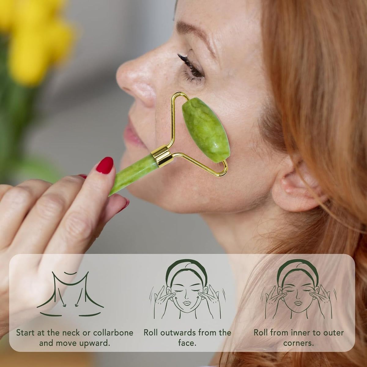 100% Natural Jade Roller & Gua Sha Set - Anti-Aging Face Massager