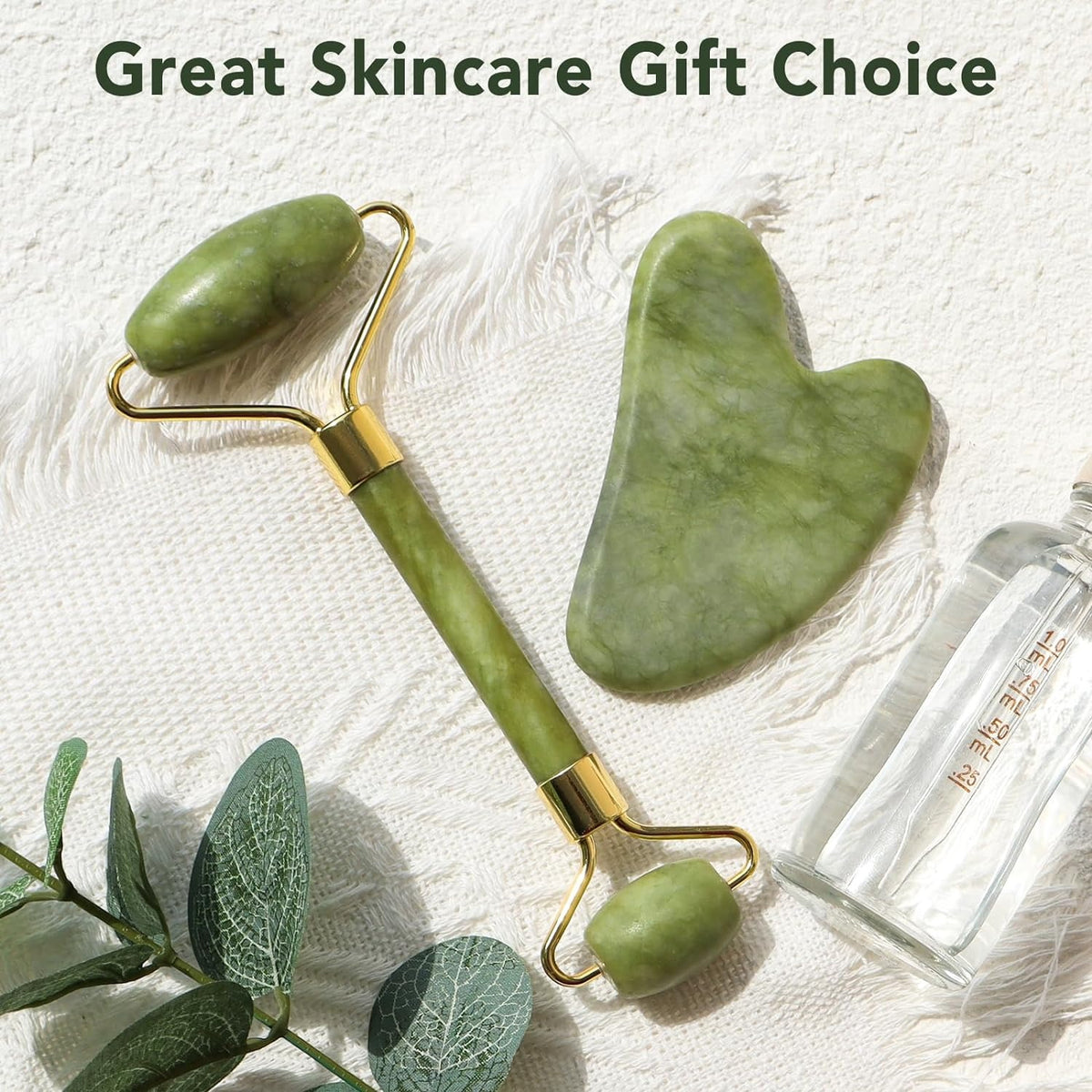 100% Natural Jade Roller & Gua Sha Set - Anti-Aging Face Massager