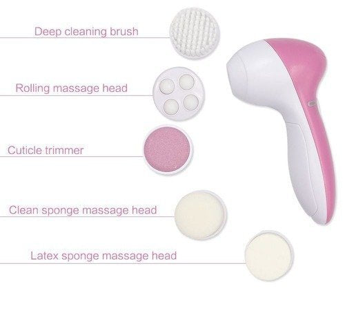 5-in-1 Electric Facial Cleansing Brush - Deep Pore Cleaning & Massager