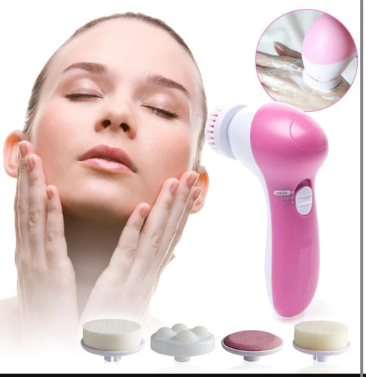 5-in-1 Electric Facial Cleansing Brush - Deep Pore Cleaning & Massager
