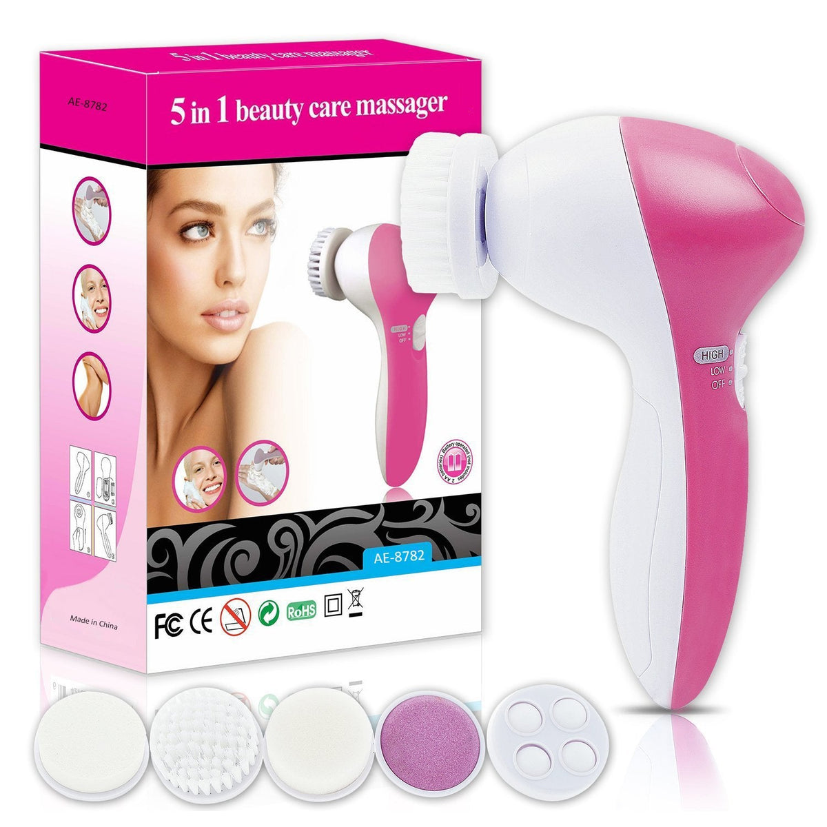 5-in-1 Electric Facial Cleansing Brush - Deep Pore Cleaning & Massager