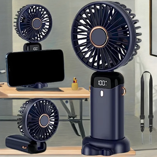 Rechargeable Mini Handheld Fan with LED Display