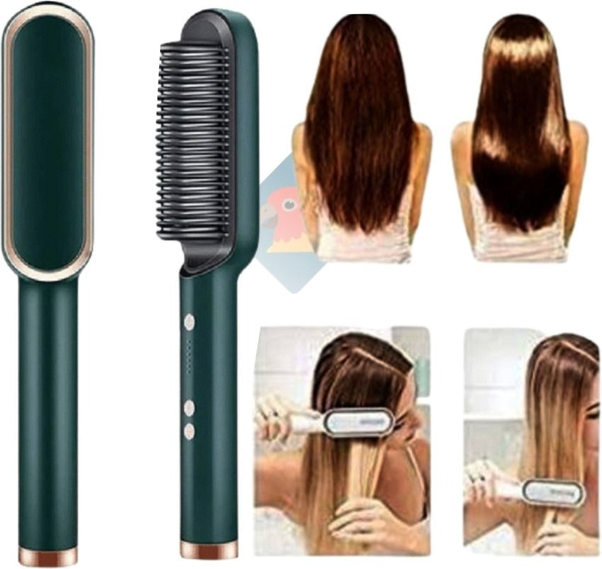2-in-1 Electric Hair Straightener Comb Brush – Fast Heating Styling Tool