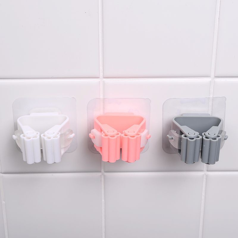 (pack of 3) Wall-Mounted Mop & Broom Holder - Self Adhesive Storage Organizer