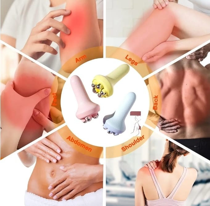 Portable Scalp & Body Massager with Metal Rollers - Stress Relief