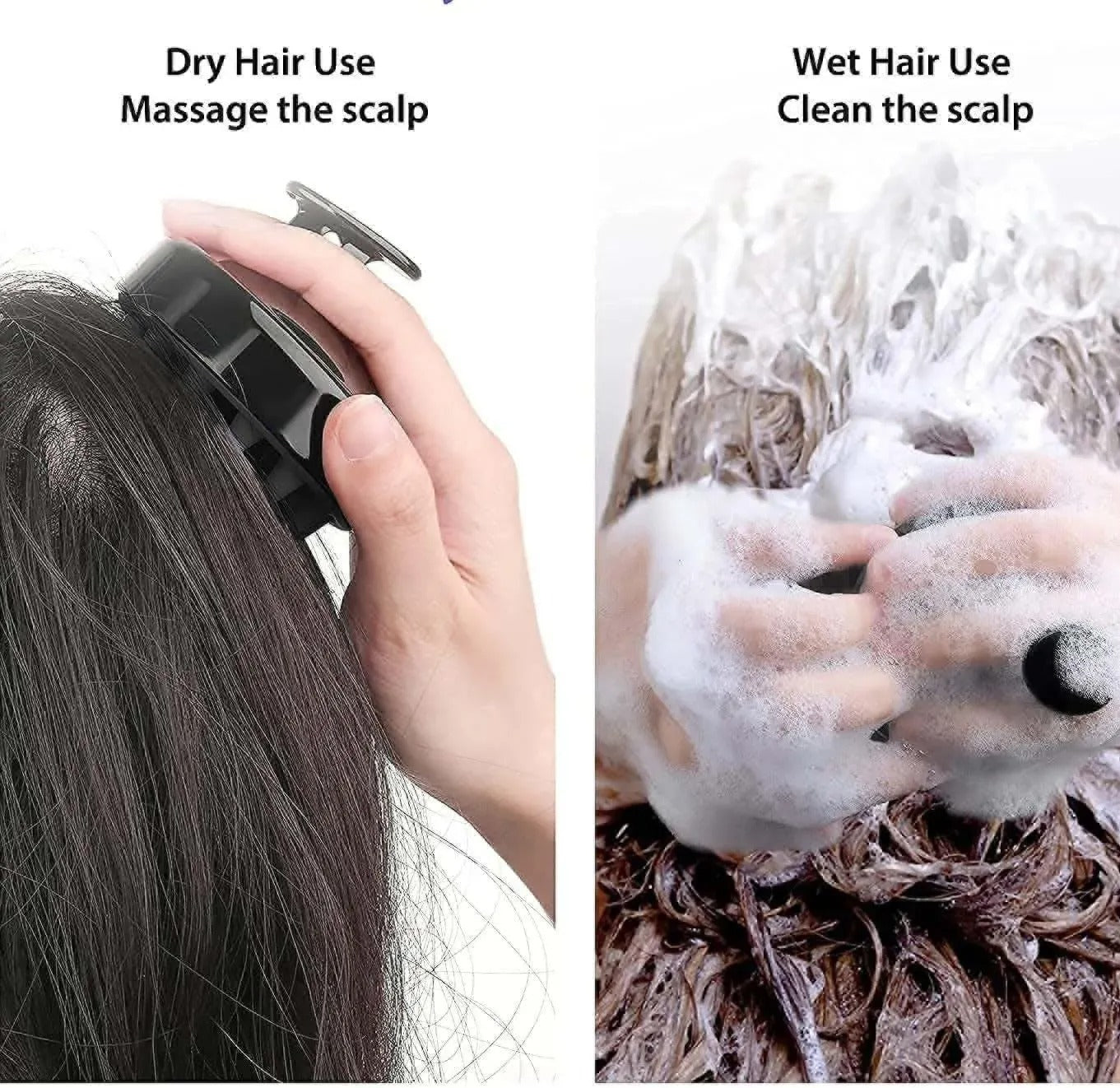 Premium Silicone Scalp Massager & Shampoo Brush - For Deep Cleaning & Hair Growth