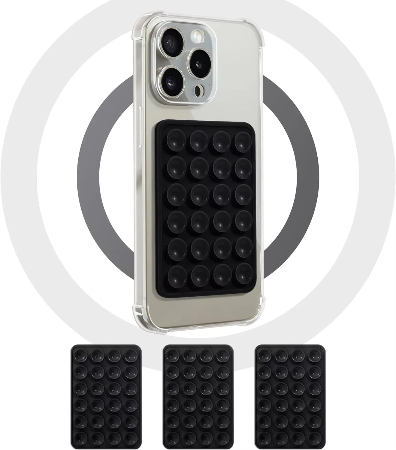 Phone case with black textured design on a white background