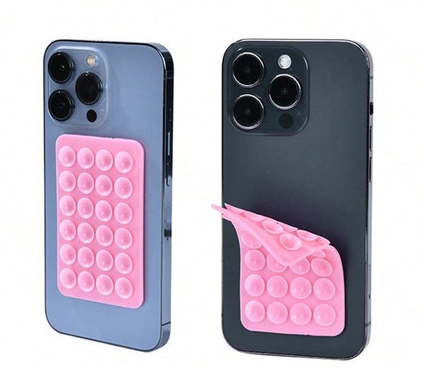 Two phone cases with pink bubble designs on a white background