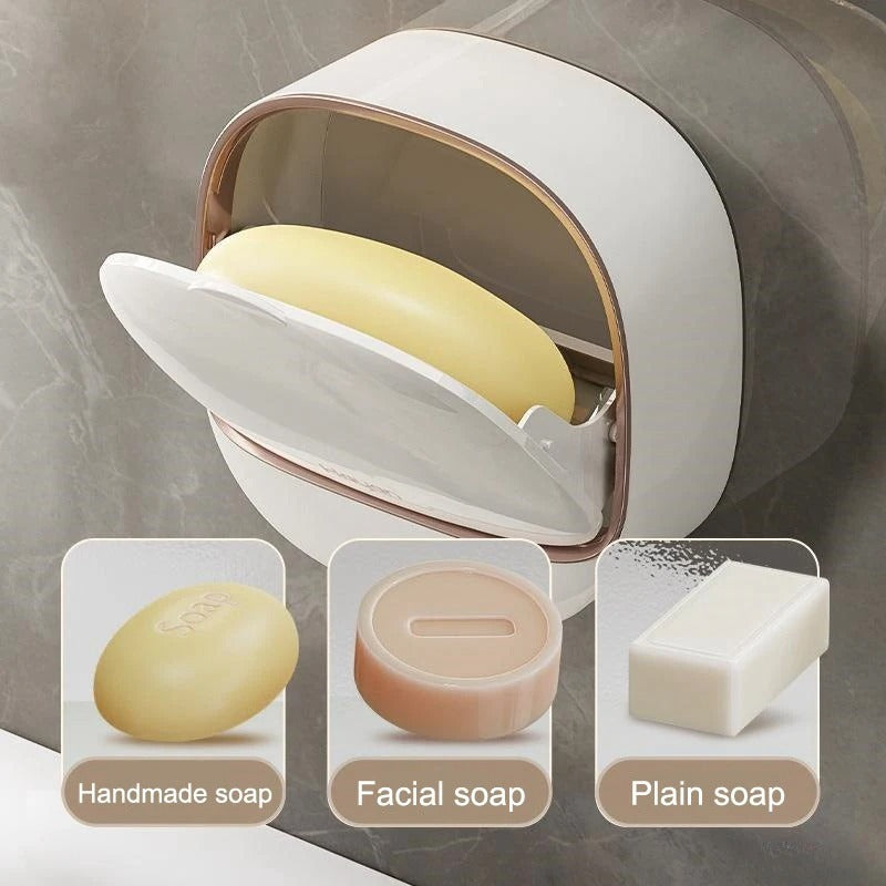 Wall-Mounted Flip Drain Soap Box-Dustproof & Waterproof Soap Holder